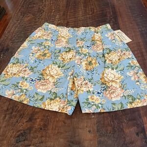 Vintage 90s Company Collection Shorts Womens Size 20 Linen Blend Blue Floral NWT